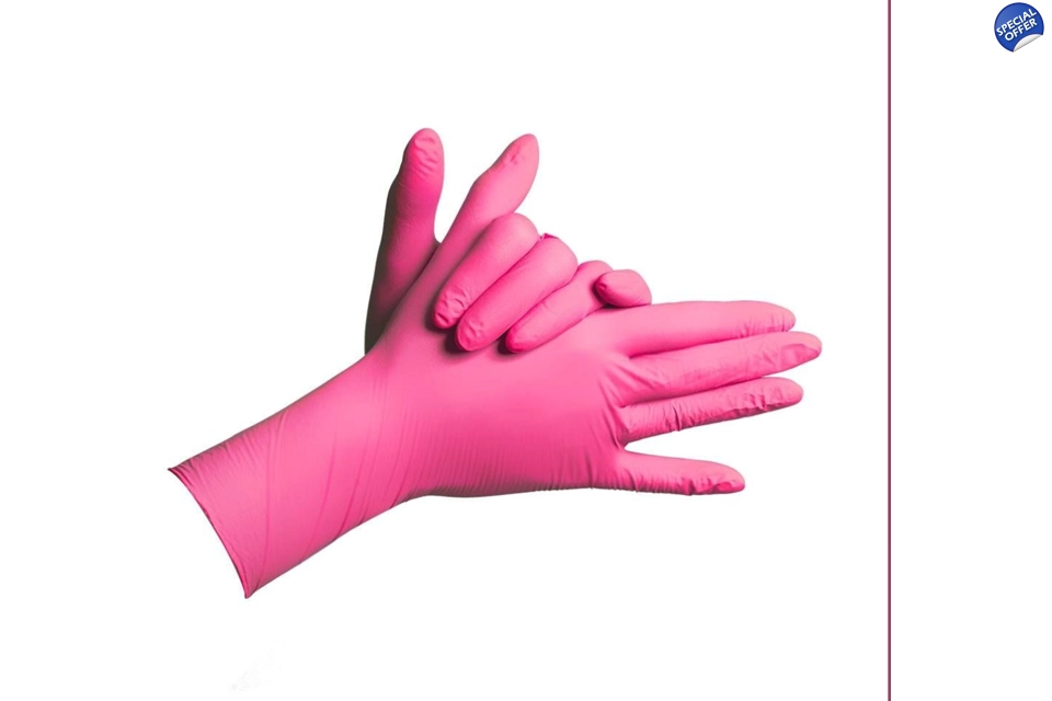 Pink Nitrile Disposable Gloves