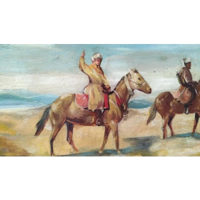 Franz Roubaud Russische Altmeister - Zwei Tscherkessen Reiter in eine Steppe um 1800 Franz Roubaud Russische Altmeister - Zwei Tscherkessen Reiter in eine Steppe um 1800
