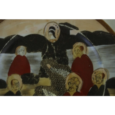 Antique Japanese plate "SATSUMA" hand colored ca. 1900 Rare