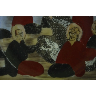 Antique Japanese plate "SATSUMA" hand colored ca. 1900 Rare