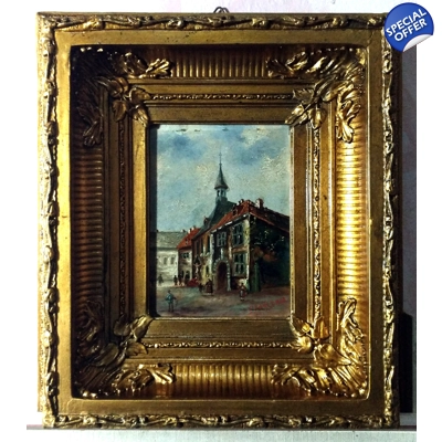 Antikes Ölgemälde auf Kupferplatte. Gerahmt, signiert und datiert