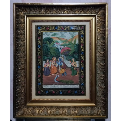 Antikes Gemälde, Indien, Tusche auf Seide um 1920 Antikes Gemälde, Indien, Tusche auf Seide um 1920