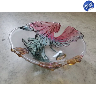 Wunderschöne antike Obstschale aus bunte Druckglass. ca. 1900 - 1930