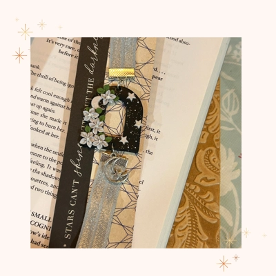 Moonflower, Celestial Elasticated Bookmark. Moon Page Holder. Moonflower, Celestial Elasticated Bookmark. Moon Page Holder.