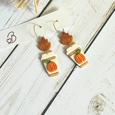 Pumpkin Spice Latte, Fall Leaf Earrings. Autumn Hoop Earrings. Pumpkin Spice Earrings. Pumpkin Spice Latte, Fall Leaf Earrings. Autumn Hoop Earrings. Pumpkin Spice Earrings.