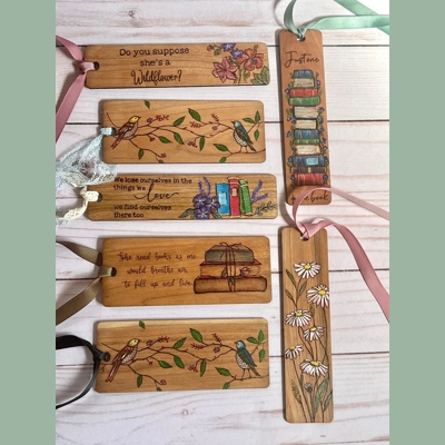 Hand Painted Wood Bookmarks. Gift For Book Lover
