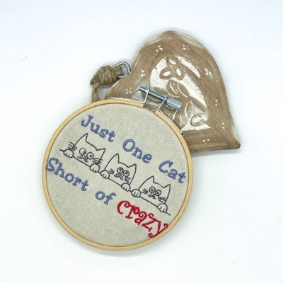 One Cat Short Of Crazy Custom Embroidered Ornament, Crazy Cat Lady Fun Cat Lover Gift Idea One Cat Short Of Crazy Custom Embroidered Ornament, Crazy Cat Lady Fun Cat Lover Gift Idea