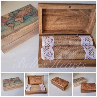 Personalized Map Wedding Ring Box. Travel Theme. Personalized Map Wedding Ring Box. Travel Theme.