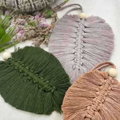 Handmade Boho Chic Style Macrame Leaf. Macrame Feather. Bohemian Decor. Cord leaf. Cord Feather. Pho Handmade Boho Chic Style Macrame Leaf. Macrame Feather. Bohemian Decor. Cord leaf. Cord Feather. Pho