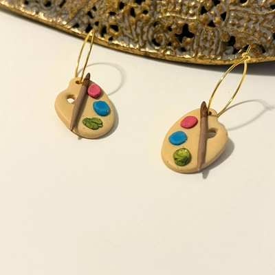 Polymer Clay Paint Pallet Dangle Earrings. Earrings for Artist, Art Teacher Paint Pallet Earrings. Polymer Clay Paint Pallet Dangle Earrings. Earrings for Artist, Art Teacher Paint Pallet Earrings.