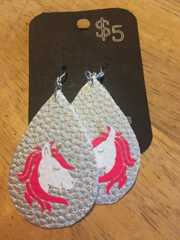 Faux Leather Earrings Large Horse