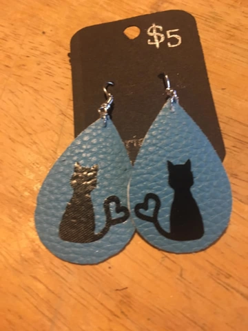 Faux Leather Earrings Cat Silhouette
