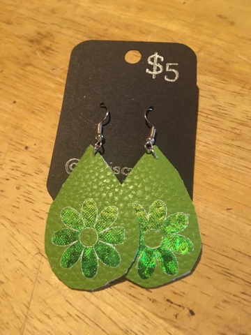 Faux Leather Earrings Large Flower
