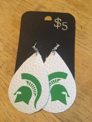 Faux Leather Earrings Large MI State