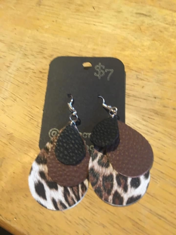 Faux Leather Earrings Layered