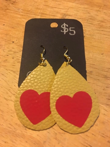 Faux Leather Earrings Large Hearts