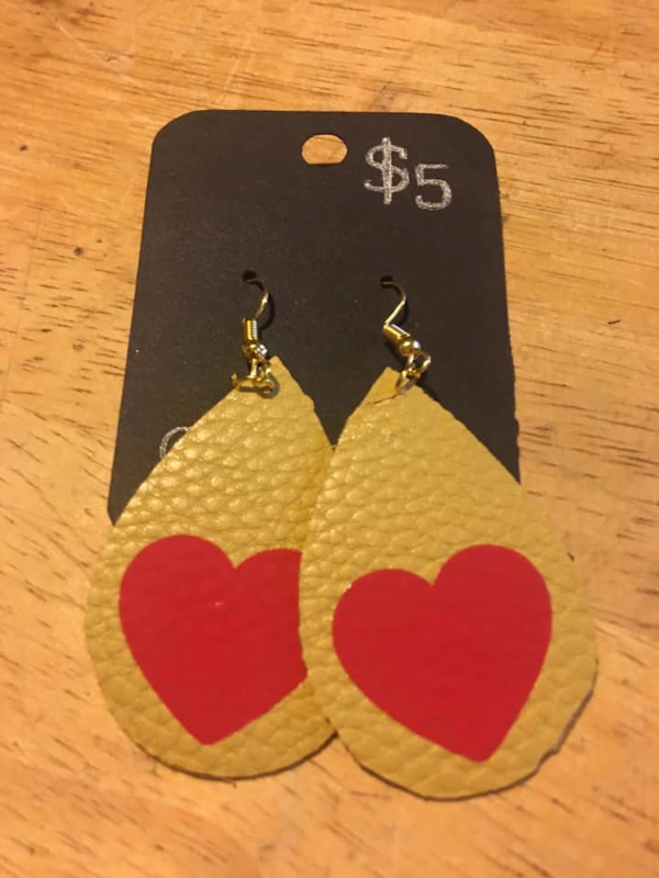 Faux Leather Earrings Large Hearts