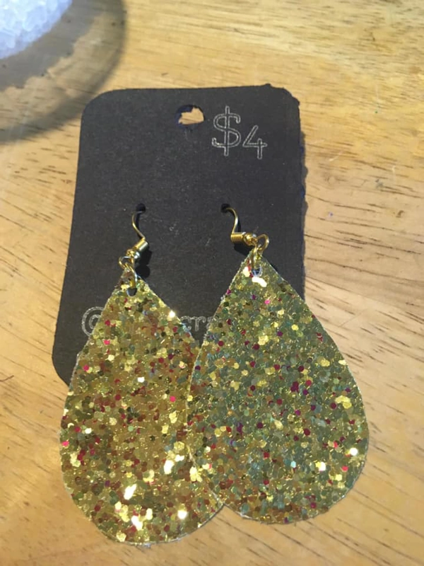 Faux Leather Earrings Large Glitters