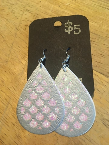 Faux Leather Earrings Large Mermaid Scales