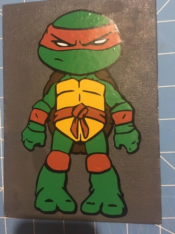 Painted Canvas With Vinyl Picture - TMNT Michelangelo