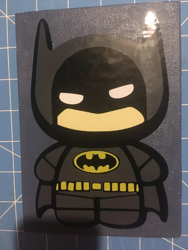 Painted Canvas With Vinyl - Batman