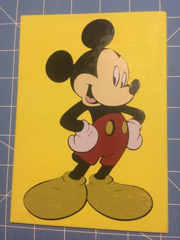 Painted Canvas With Vinyl - Mickey