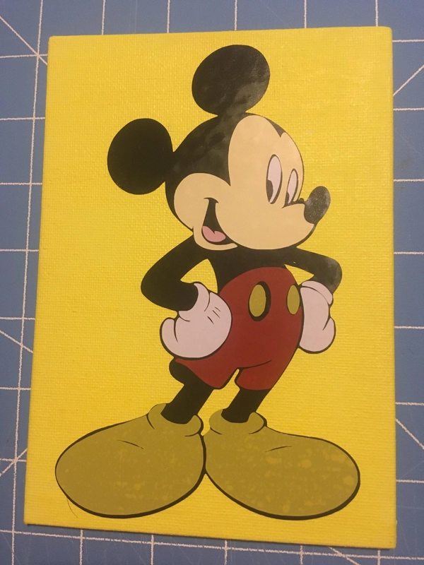 Painted Canvas With Vinyl - Mickey