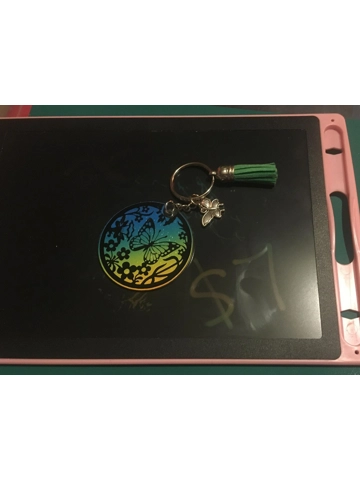 Acrylic Key Chain Circle Butterfly