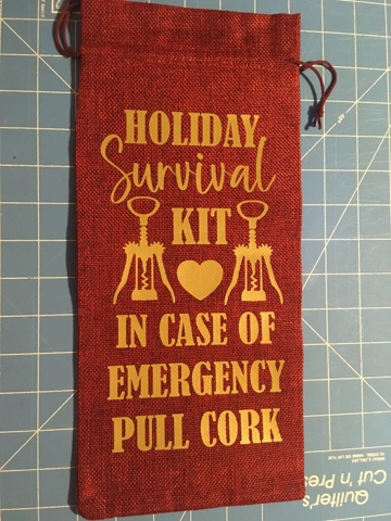 Wine Gift Bag with Added Vinyl Holiday Survival Kit