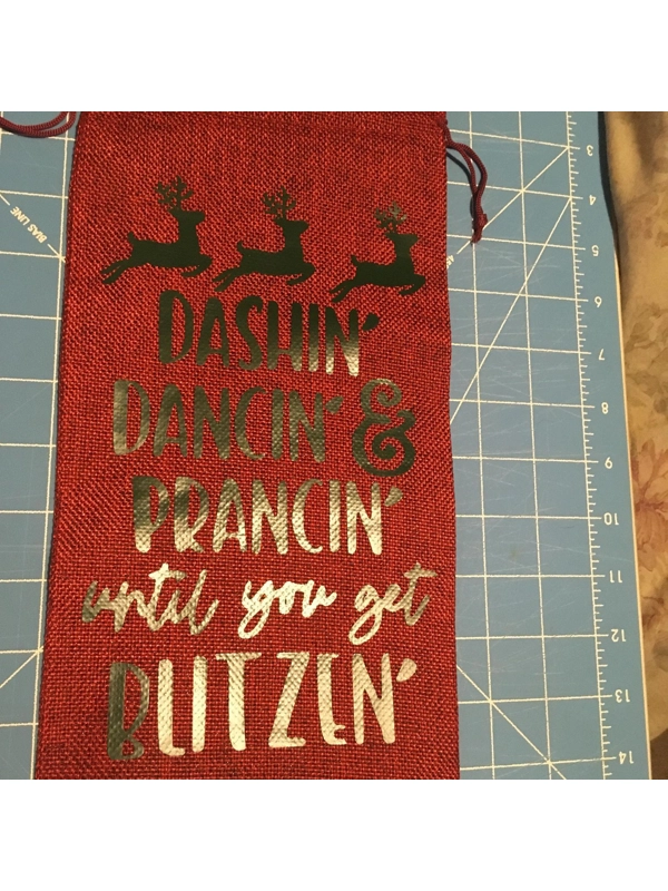 Wine Gift Bag with Added Vinyl Blitzen