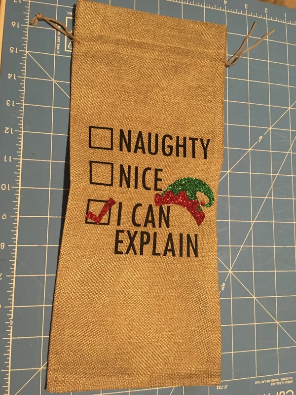 Wine Gift Bag with Added Vinyl Naughty/Nice