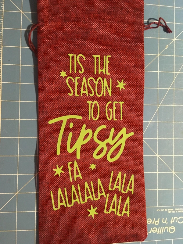 Wine Gift Bag with Added Vinyl Tis The Season To Get Tipsy