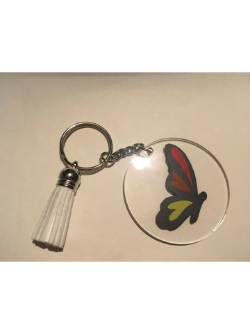 Acrylic Key Chain Circle Butterfly