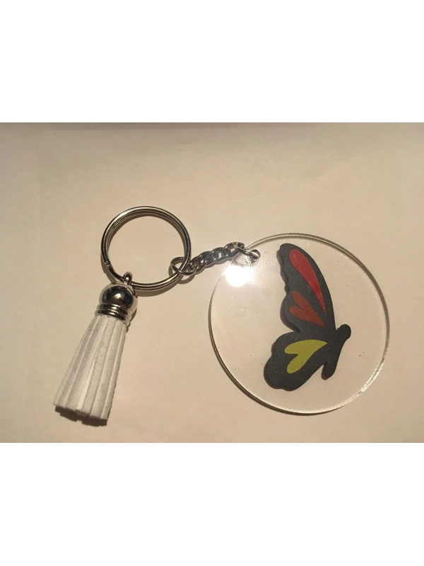 Acrylic Key Chain Circle Butterfly
