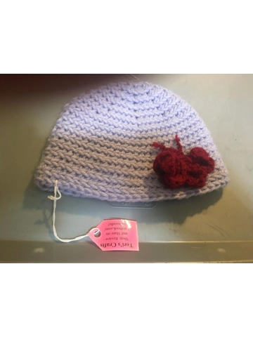 Purple 6-12 Month Hat with Burgundy Butterfly