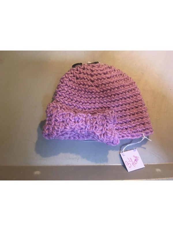 Purple 3-6 Month Hat with Bow