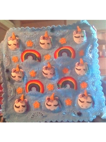 Made to Order Custom Unicorn Blanket with Rainbows, stars, and butterflies.