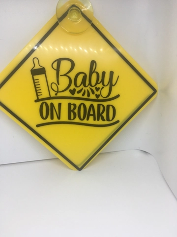 Car Sign with Suction Cup and added Vinyl Baby on Board