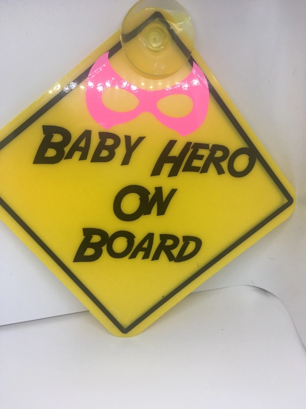 Car Sign with Suction Cup and added Vinyl Baby on Board