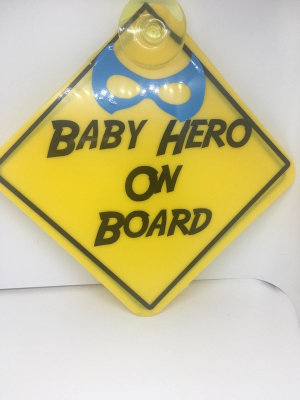 Car Sign with Suction Cup and added Vinyl Baby on Board