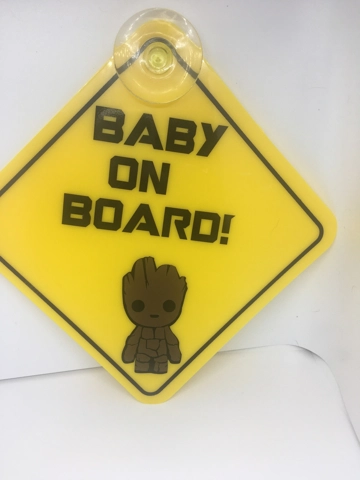 Car Sign with Suction Cup and added Vinyl Baby on Board