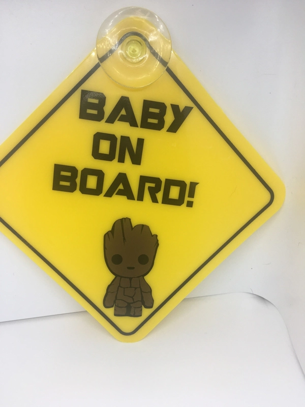 Car Sign with Suction Cup and added Vinyl Baby on Board