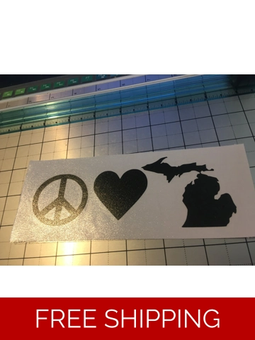 Vinyl Decal Peace Love Michigan For Car Bumper Cup Window