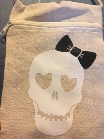 Canvas Sling Bag with Added Vinyl Skull Bow