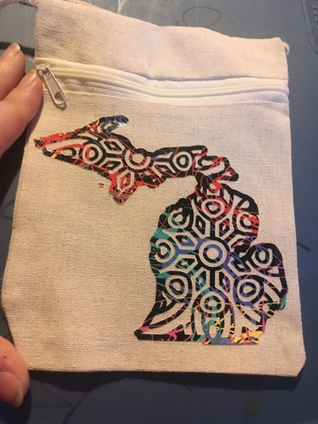 Canvas Sling Bag with Added Vinyl Mandala Michigan