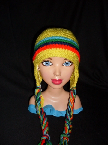 Hand Crocheted Toddler Yellow Striped Hat