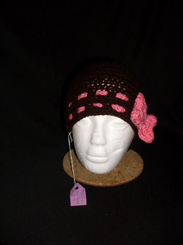 Hand Crocheted Child Bow Hat