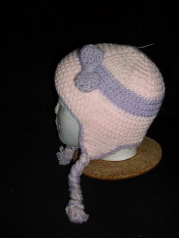 Hand Crocheted Child Pastel Bow Hat