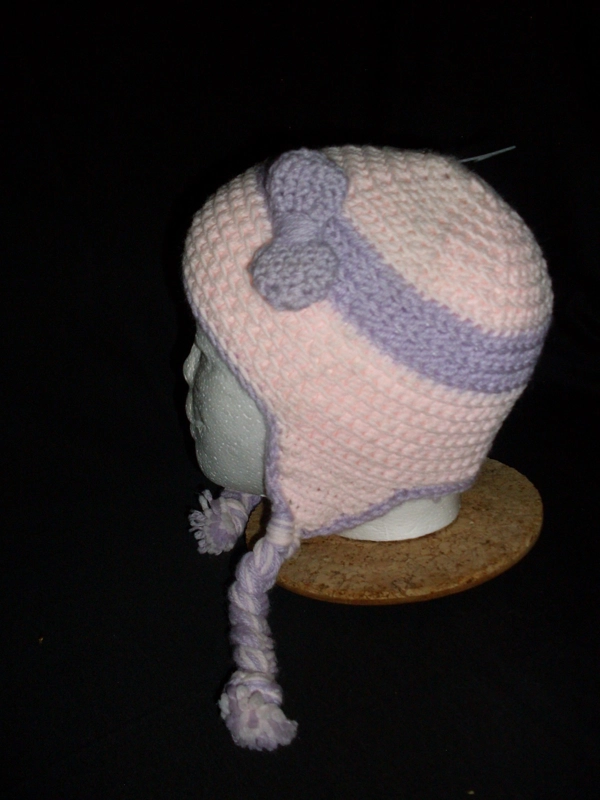Hand Crocheted Child Pastel Bow Hat