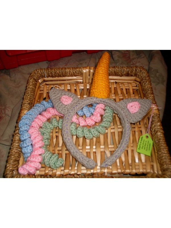 Hand Crocheted Unicorn Headband.